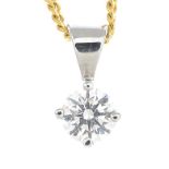 A brilliant-cut diamond single-stone pendant,