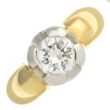 A brilliant-cut diamond single-stone ring.Estimated diamond weight 0.75ct,