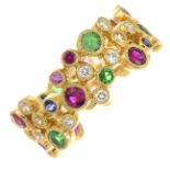 An 18ct gold gem-set dress ring.Gems to include diamond,