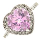 A pink topaz and diamond ring.Topaz calculated weight 4.54cts,