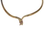 A 9ct gold snake necklace.Maker's mark for Smith & Pepper.Hallmarks for Birmingham,