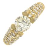 A brilliant-cut diamond single-stone ring,