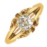 An Edwardian 18ct gold old-cut diamond single-stone ring.Estimated diamond weight 0.60ct,