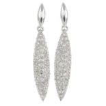 A pair of 18ct gold diamond drop earrings.Total diamond weight 1.32ctsHallmarks for 18ct