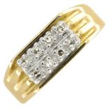 A 1970s 18ct gold diamond ring.Estimated total diamond weight 0.15ct.Hallmarks for London,