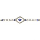 An early 20th century sapphire and diamond bracelet.Estimated total diamond weight 0.30ct.Stamped