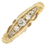 An Edwardian 18ct gold diamond five-stone ring.Estimated total diamond weight 0.20ct.Hallmarks for