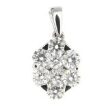 An 18ct gold diamond cluster pendant.Estimated total diamond weight 0.70ct,