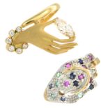 Three gem-set dress rings.Gems include Ruby,