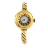 A lady's early 20th century 18ct gold enamel watch,