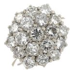 A diamond cluster ring.Estimated total diamond weight 2.50cts,