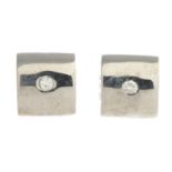 A pair of 18ct gold diamond earrings.Hallmarks for Edinburgh, 2002.Length 0.8cm.