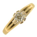 An early 20th century 18ct gold diamond single-stone ring.Estimated total diamond weight 0.50ct,