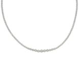 A brilliant-cut diamond line necklace.