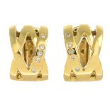 A pair of 18ct gold diamond hoop earrings,