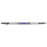 A mid 20th century gold sapphire and diamond bar brooch.Estimated total diamond weight