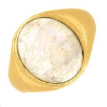 A 22ct gold moonstone single-stone ring.Hallmarks for Birmingham.Ring size J1/2.