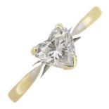 A 9ct gold heart-shape diamond single-stone ring.Diamond weight 0.20ct,