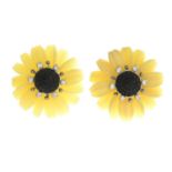 A pair of diamond and paste sunflower earrings.Total diamond weight 0.60ct,