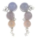 A pair of 18ct gold gem-set earrings,