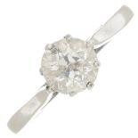 An old-cut diamond single-stone ring.Estimated diamond weight 0.75ct,