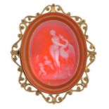 An agate cameo brooch.Length 6.3cms.