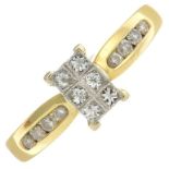 A diamond dress ring.Total diamond weight 0.35ct, stamped to mount.Stamped 18k.