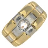 A bi-colour diamond band ring.Stamped 750.Ring size P.