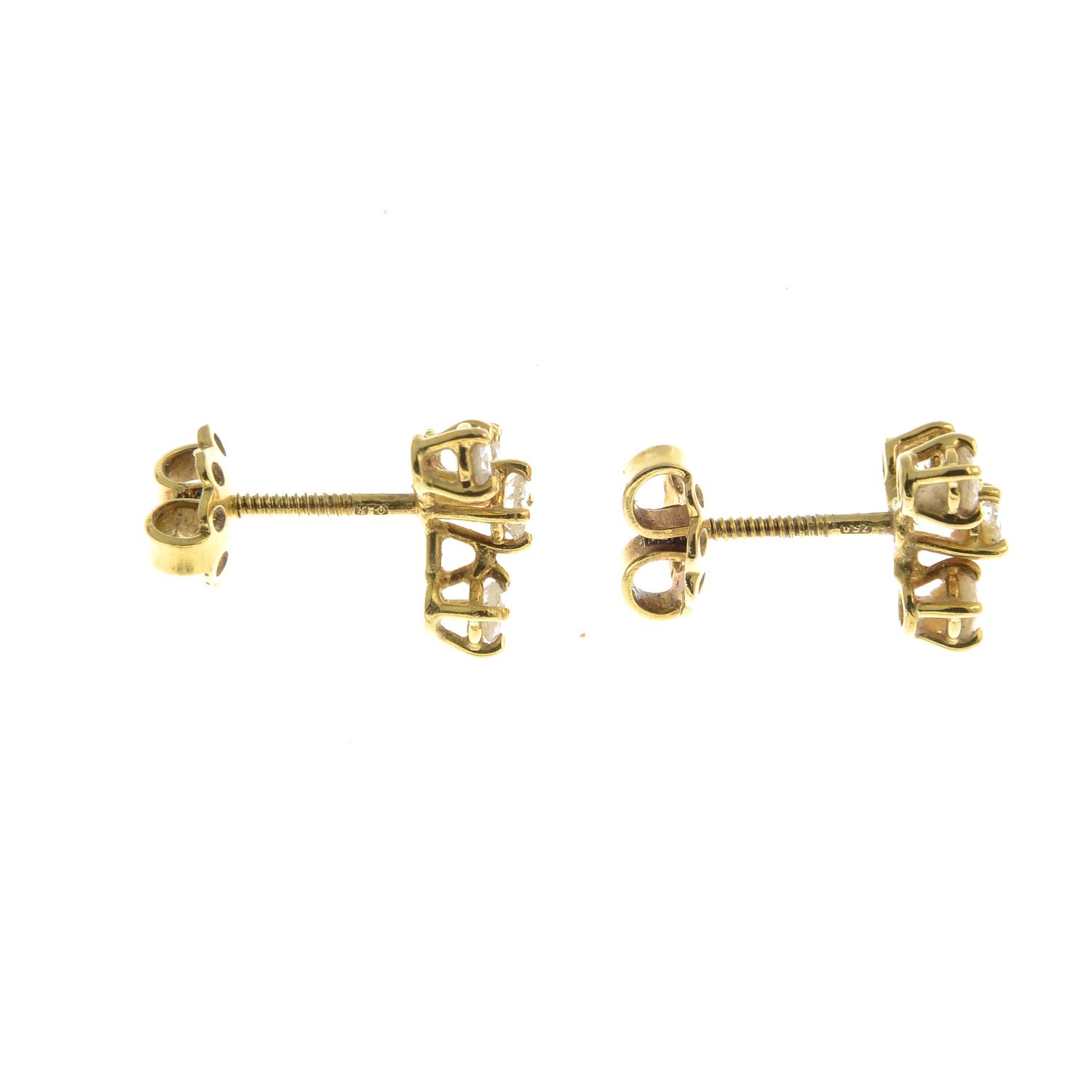 A pair of 18ct gold brilliant-cut diamond earrings.Estimated total diamond weight 0.60ct.Import - Image 2 of 2