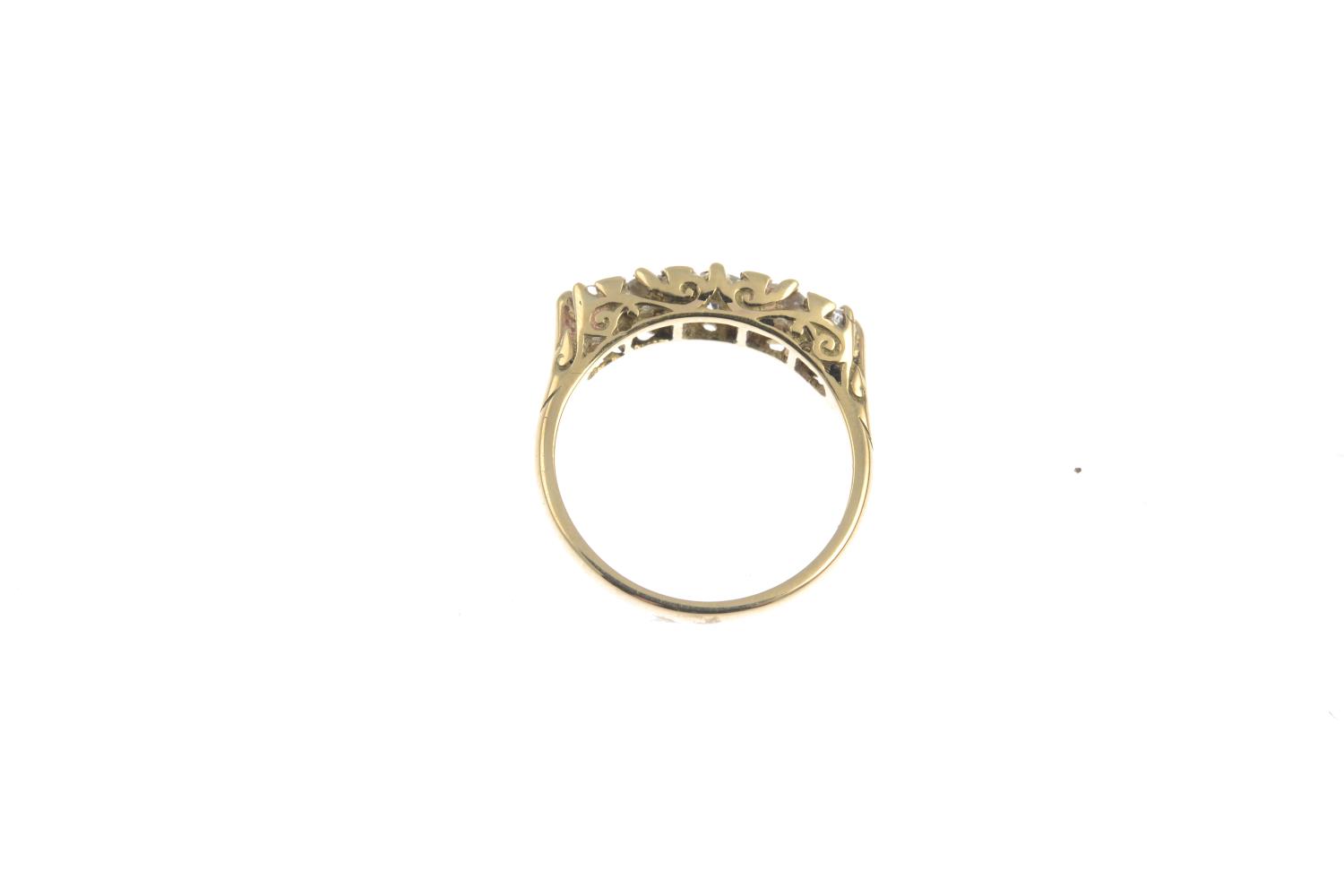 A 9ct gold diamond five-stone ring.Estimated total diamond weight 0.40ct.Hallmarks for London, - Image 2 of 3