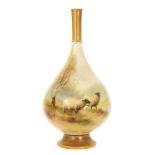 A Royal Worcester shape H307 vase of footed globe and shaft form decorated by Harry Davis with hand