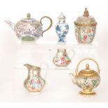 Six pieces of assorted 20th Century Chinese and Japanese export to include a Satsuma kettle,