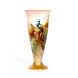 A Royal Worcester shape 2601 vase of flared form decorated by Sedgley with two hand painted