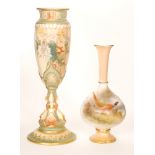 Two pieces of Royal Worcester comprising a shape G789 vase decorated by Jas Stinton with a hand