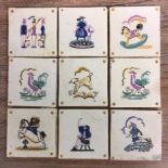 A collection of thirty six Carter Stabler Adams 4 inch plastic clay tiles from the Nursery Rhyme