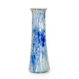 A Ruskin Pottery crystalline vase of low bellied cylindrical form decorated in a mottled and