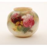A small Royal Worcester ovoid posy vase of wrythen form, shape G161,
