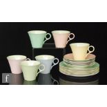 A harlequin set of six Shelley Regent shape teacups, saucers and side plates,