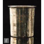 A 19th Century French silver wine beaker of plain cylindrical form, engraved 'E. De Bailliencourt.