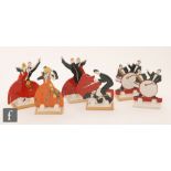 Six Wedgwood re-issue Clarice Cliff 'Age of Jazz' figures comprising Dancers shape 432 and 433