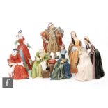 A set of seven Royal Doulton figurines comprising Henry VIII HN3350,