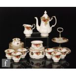 A Royal Albert Old Country Roses coffee set comprising coffee pot, six coffee cups, six saucers,