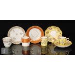 Two late 19th Century Salopian Coalport Aesthetic coffee cans and saucers decorated with hand