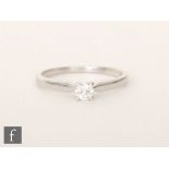 A modern 9ct white gold hallmarked diamond solitaire ring, brilliant cut,