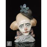 A Lladro bust, 'Pensive Clown', model 5130, printed mark, height 27cm.