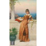 FRANK BROOKS (1854-1937) - Grecian girl on a terrace, oil on canvas, signed and dated 1893, framed,