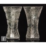 A late 19th Century clear crystal vase of trumpet form,