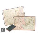 A cased set of five linen fold hunting ordinance folding sectional coloured maps of Oxfordshire and