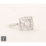 An 18ct Art Deco style diamond cluster ring,