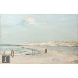 JAMES KAY, RSA,RSW (1858-1942) - Figures on a shore, oil on board, signed, framed,